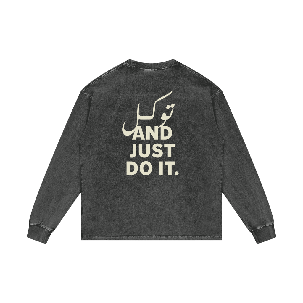 توکل and just do it - Acid Wash Oversize Long Sleeve