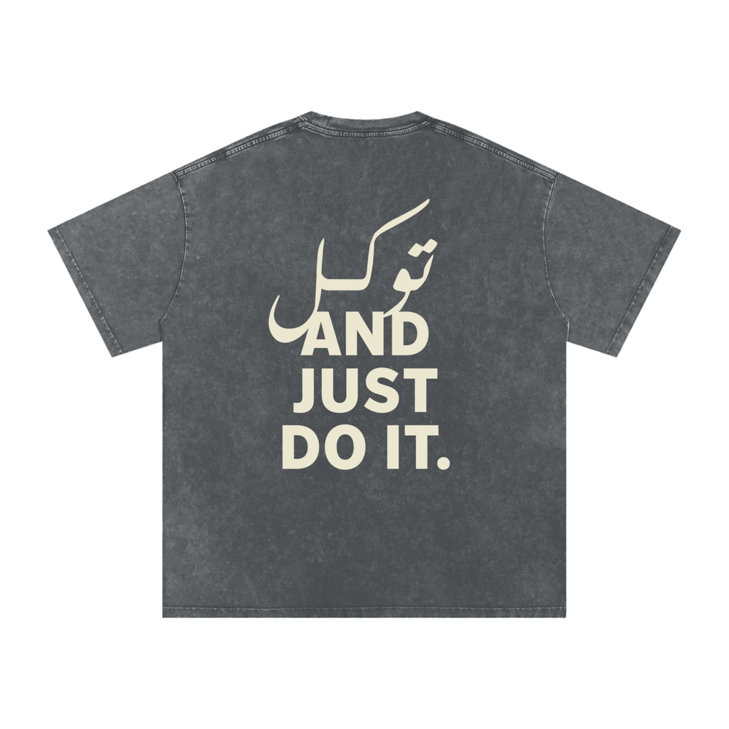 توکل and just do it - Snow Washed Oversized T-Shirt