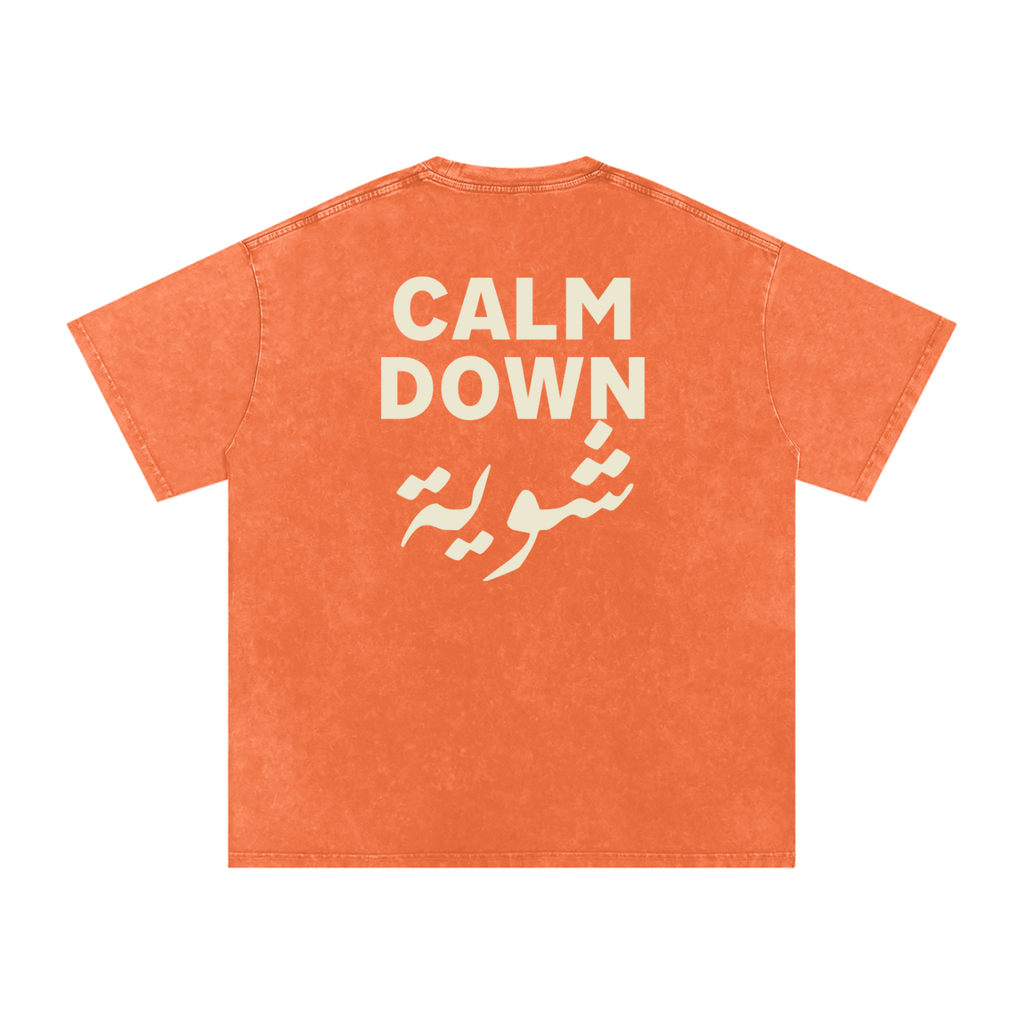 Calm down شوية - Snow Washed Oversized T-Shirt