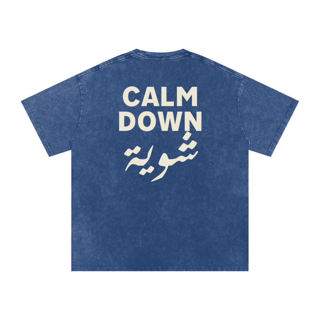 Calm down شوية - Snow Washed Oversized T-Shirt