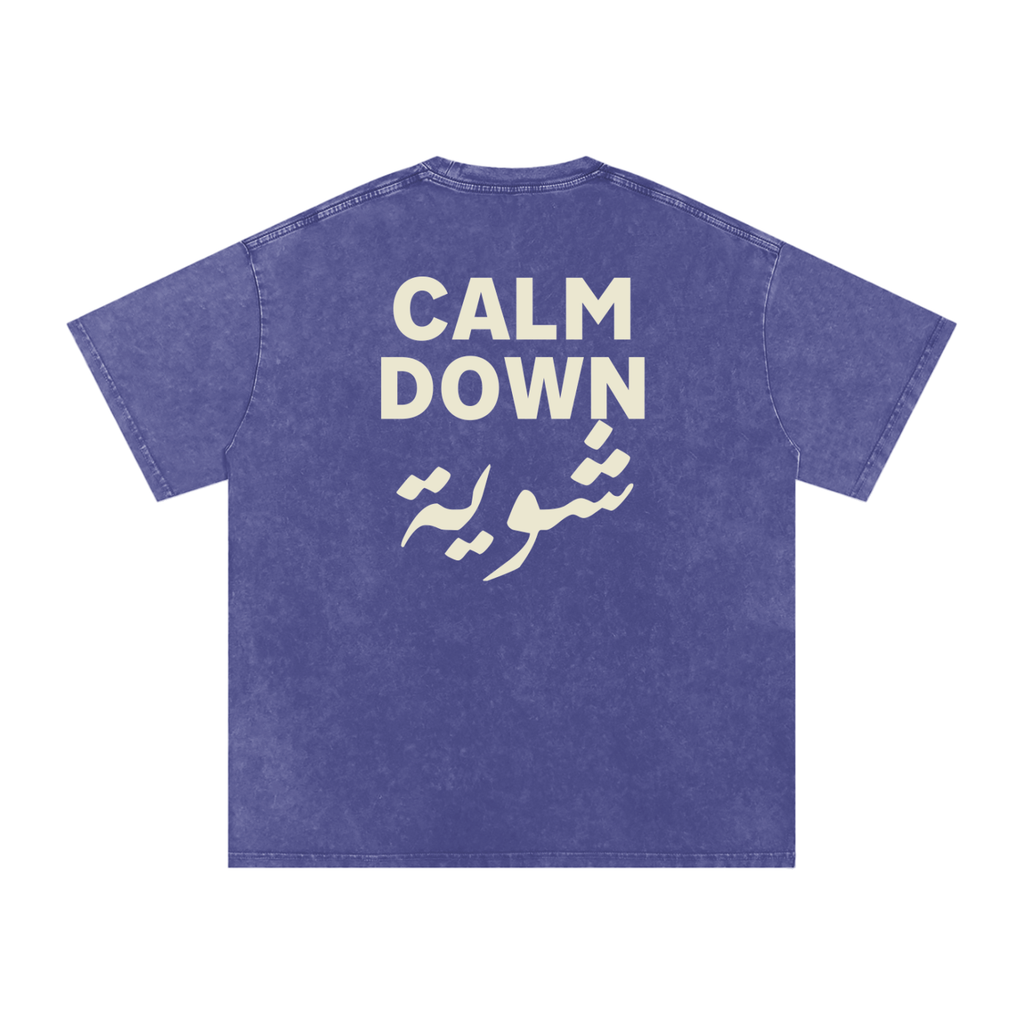 Calm down شوية - Snow Washed Oversized T-Shirt