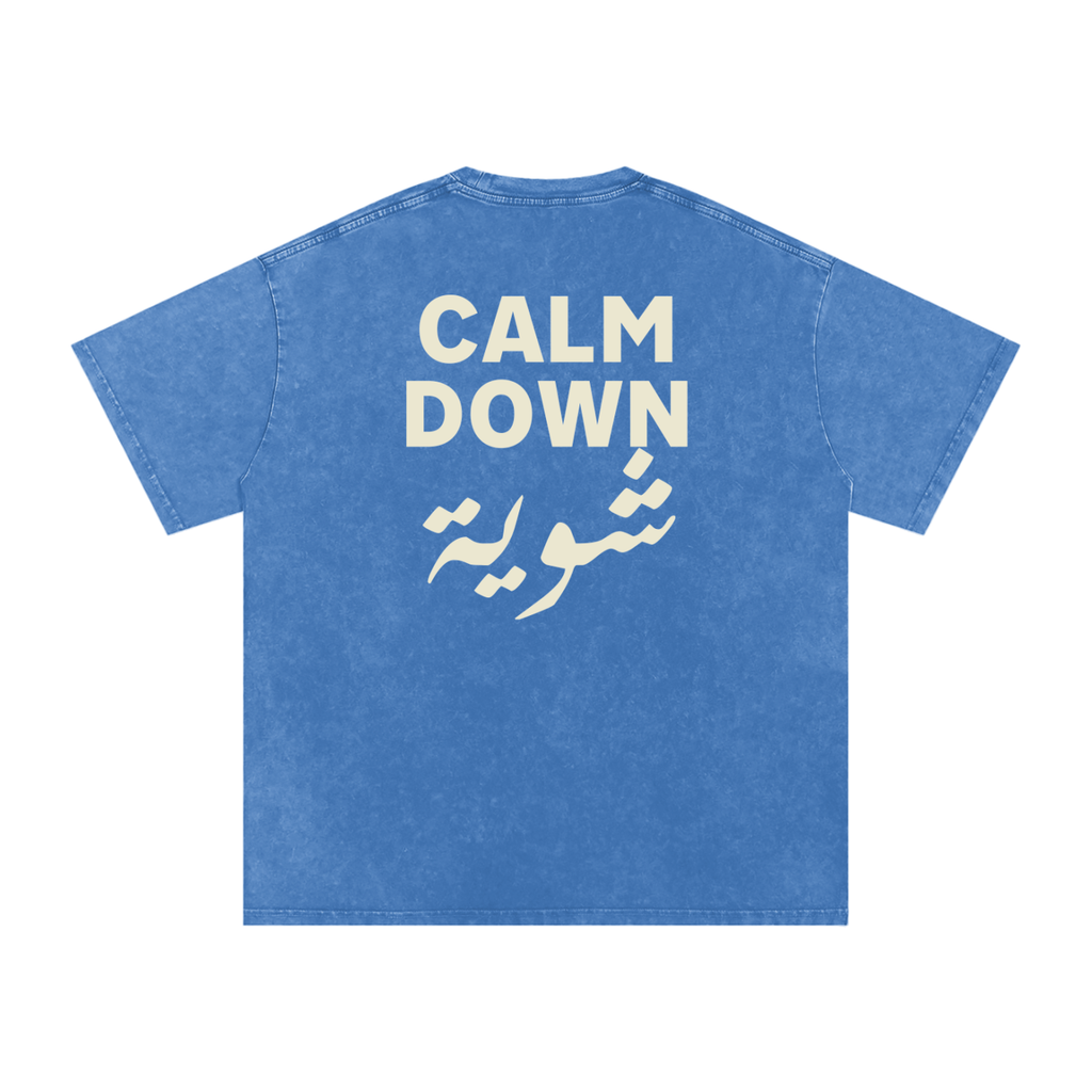 Calm down شوية - Snow Washed Oversized T-Shirt