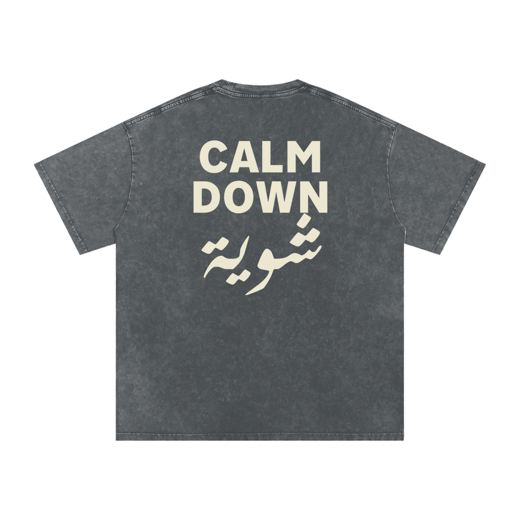Calm down شوية - Snow Washed Oversized T-Shirt
